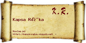 Kapsa Réka névjegykártya